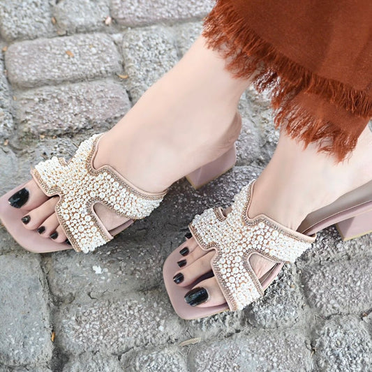 Lucia Block Heels - Peach