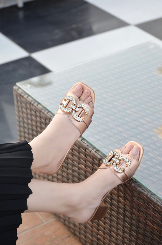 Nadia Block Heels - Rose Gold