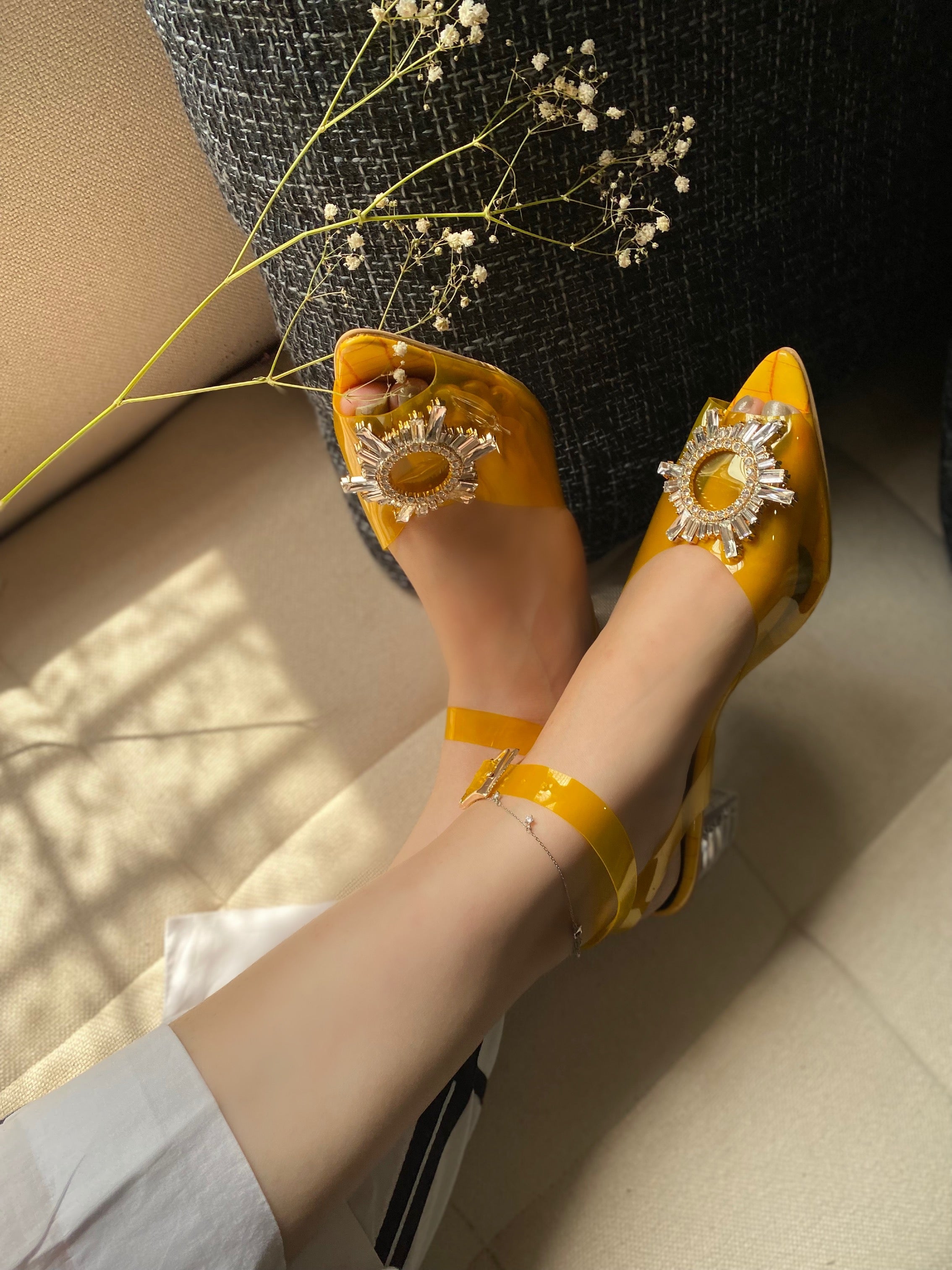 Pulgem Block Heels - Yellow