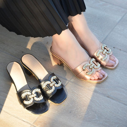 Nadia Block Heels - Rose Gold