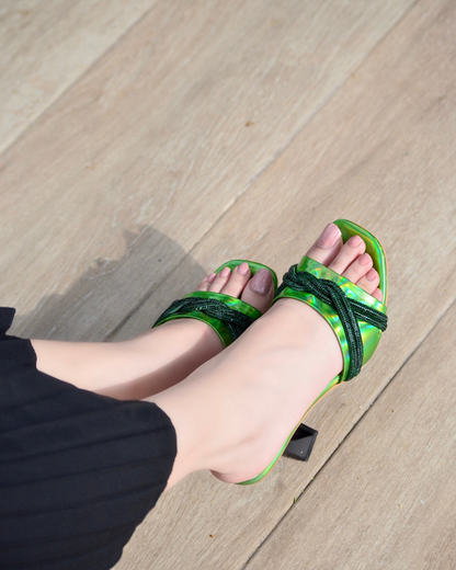 Stessy Neon Block Heels - Green