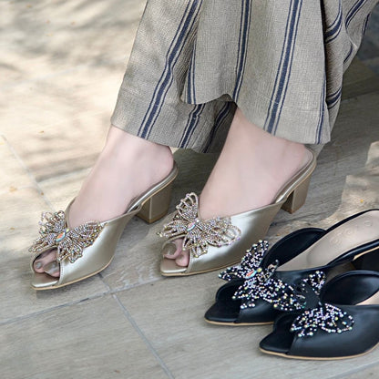 Elora Block Heels - Gold