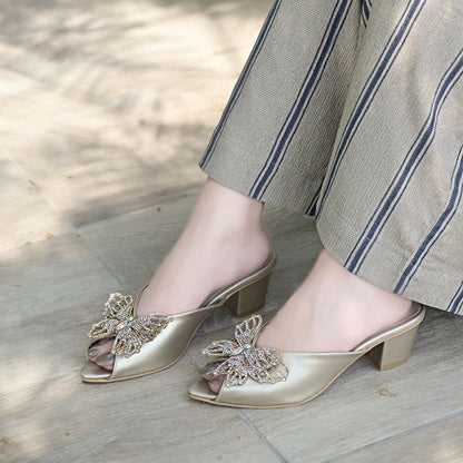 Elora Block Heels - Gold