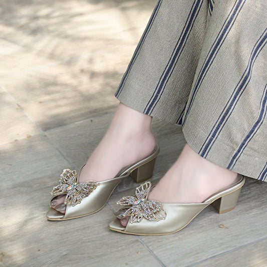 Elora Block Heels - Gold