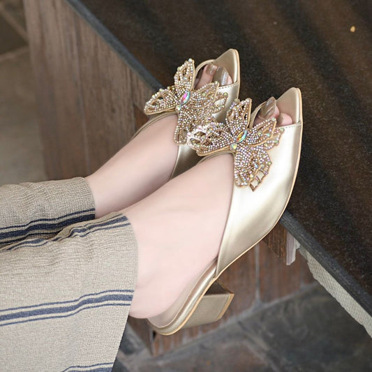 Elora Block Heels - Gold