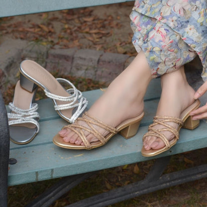 Flair Block Heels - Silver