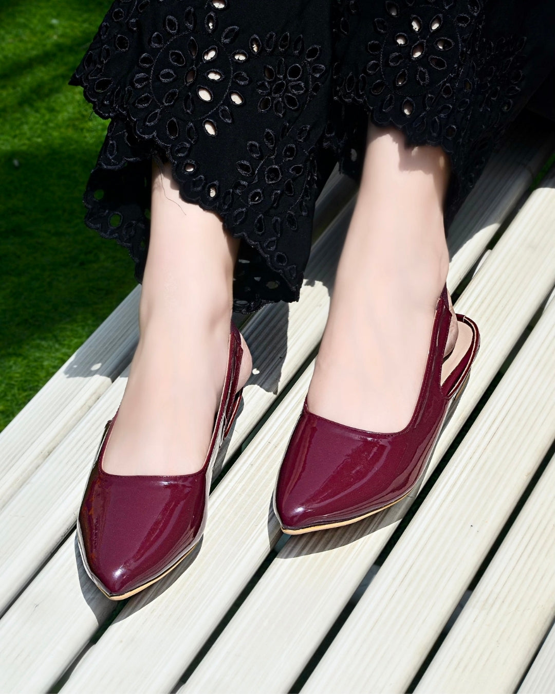 Moria Sling Back Pumps - Maroon