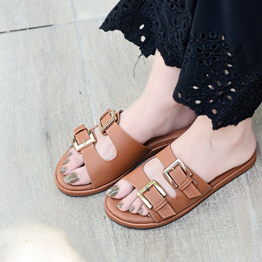 Alba Chunky Slides - Brown