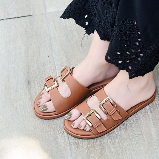 Alba Chunky Slides - Brown