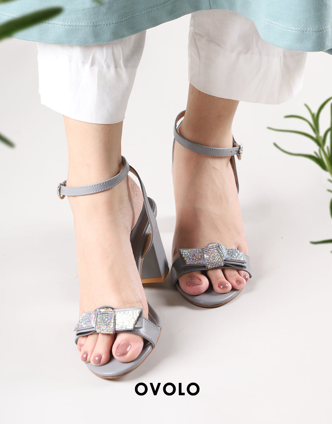 Aria Block Heels - Grey