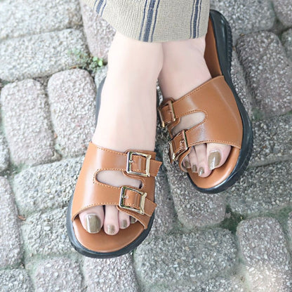 Ferra Chunky Slides - Brown