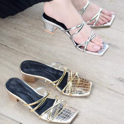 Kaathy Block Heels - Silver