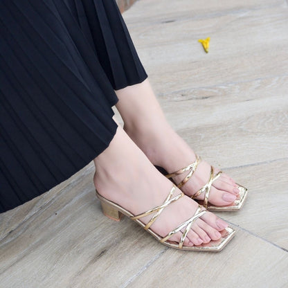 Kaathy Block Heels - Gold