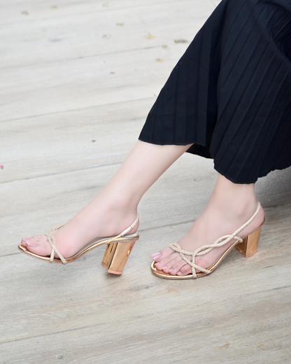 Rylea Sling Back Heels - Gold