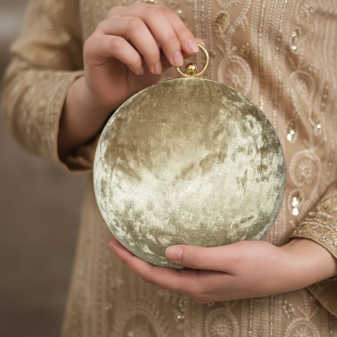 Velvet Aura Clutch - Beige