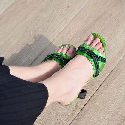 Stessy Neon Block Heels - Green