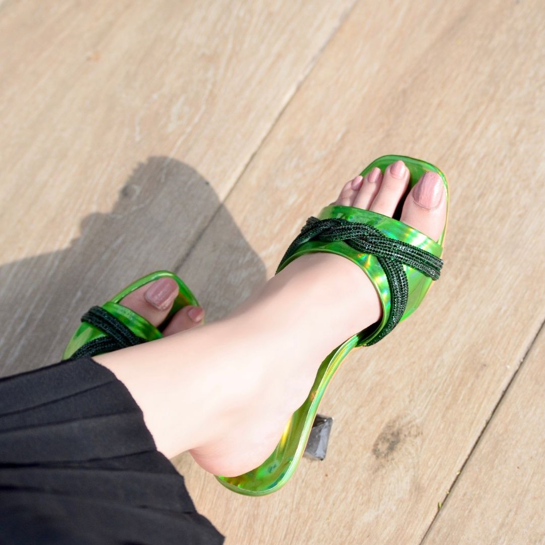 Stessy Neon Block Heels - Green