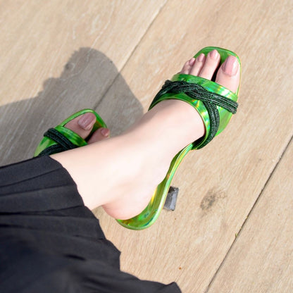 Stessy Neon Block Heels - Green