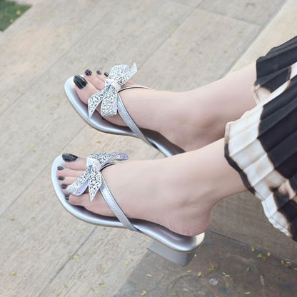 Bow Knot Slides - Silver