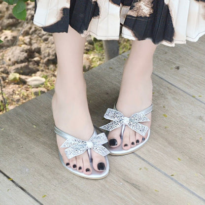 Bow Knot Slides - Silver