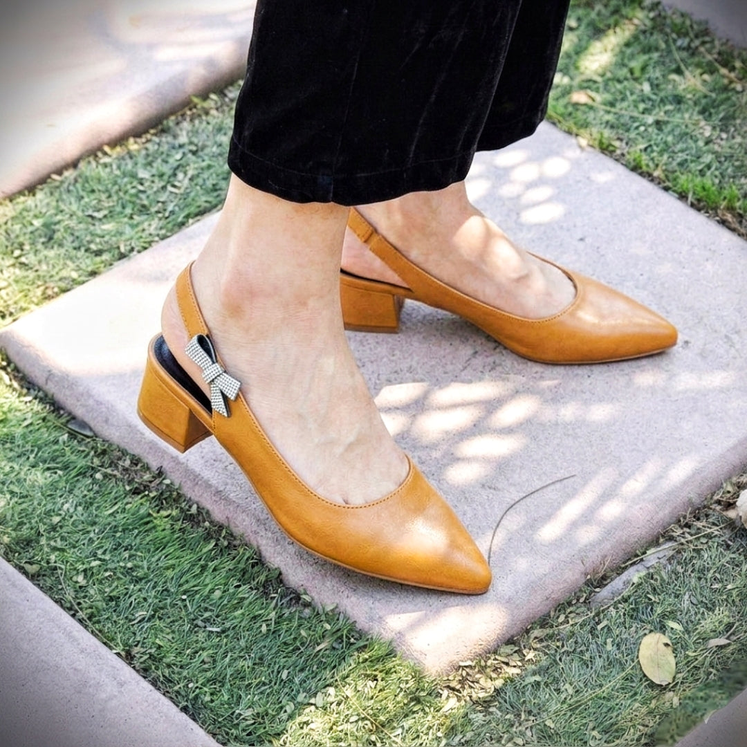 Moria Sling Back Heels - Brown