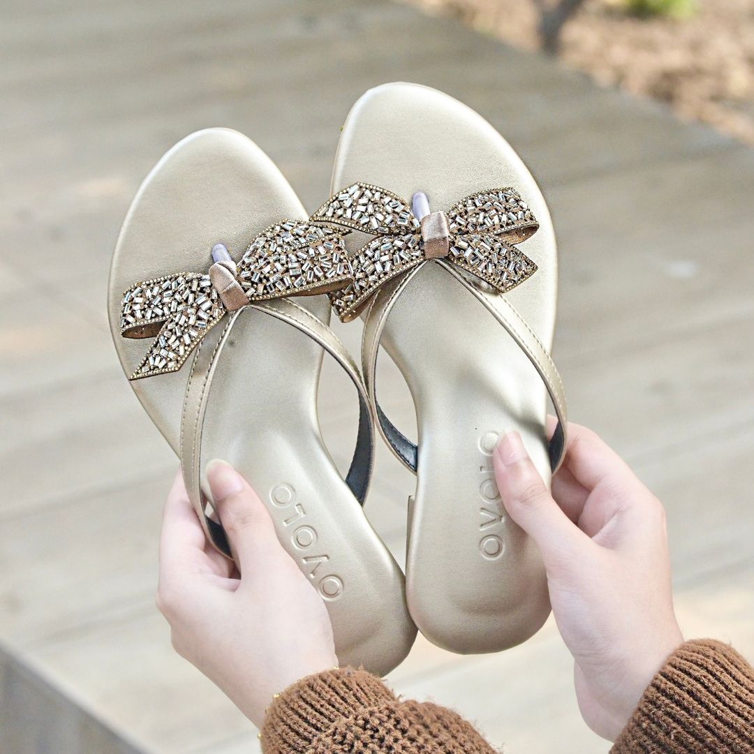 Bow Knot Slides - Gold