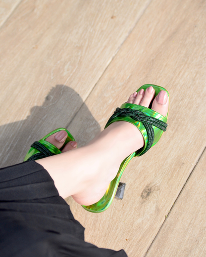 Stessy Neon Block Heels - Green