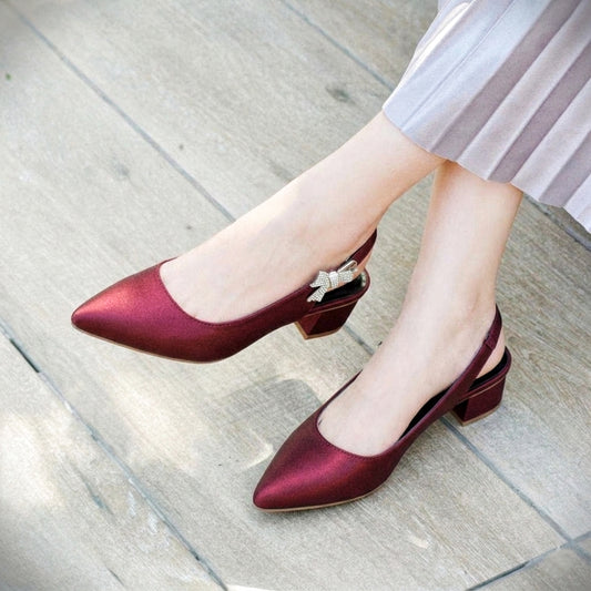 Moria Sling Back Heels - Mehroon