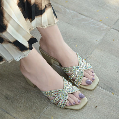 Zoya Heels - Beige / Gold