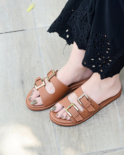 Alba Chunky Slides - Brown