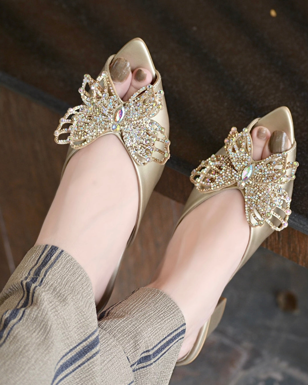 Elora Block Heels - Gold