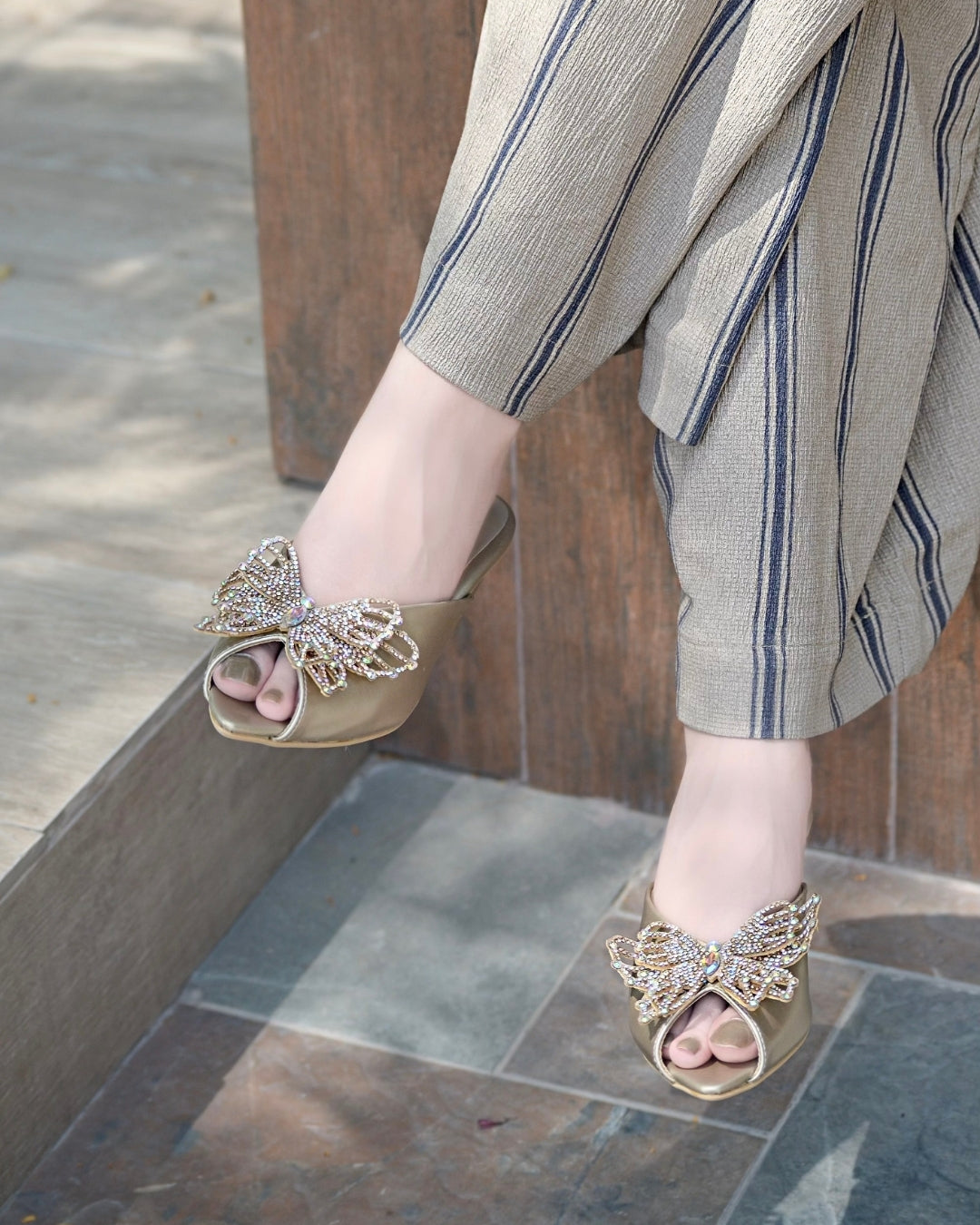 Elora Block Heels - Gold