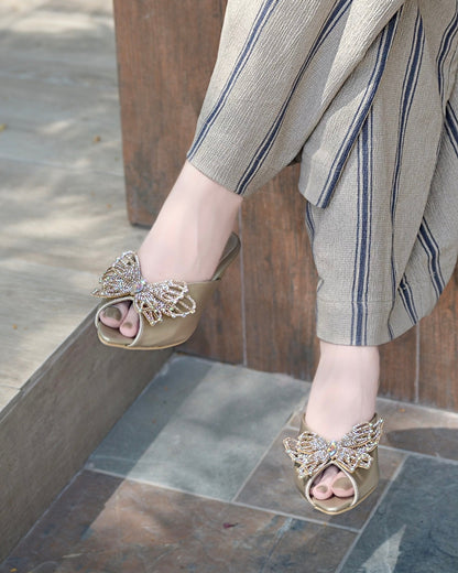 Elora Block Heels - Gold