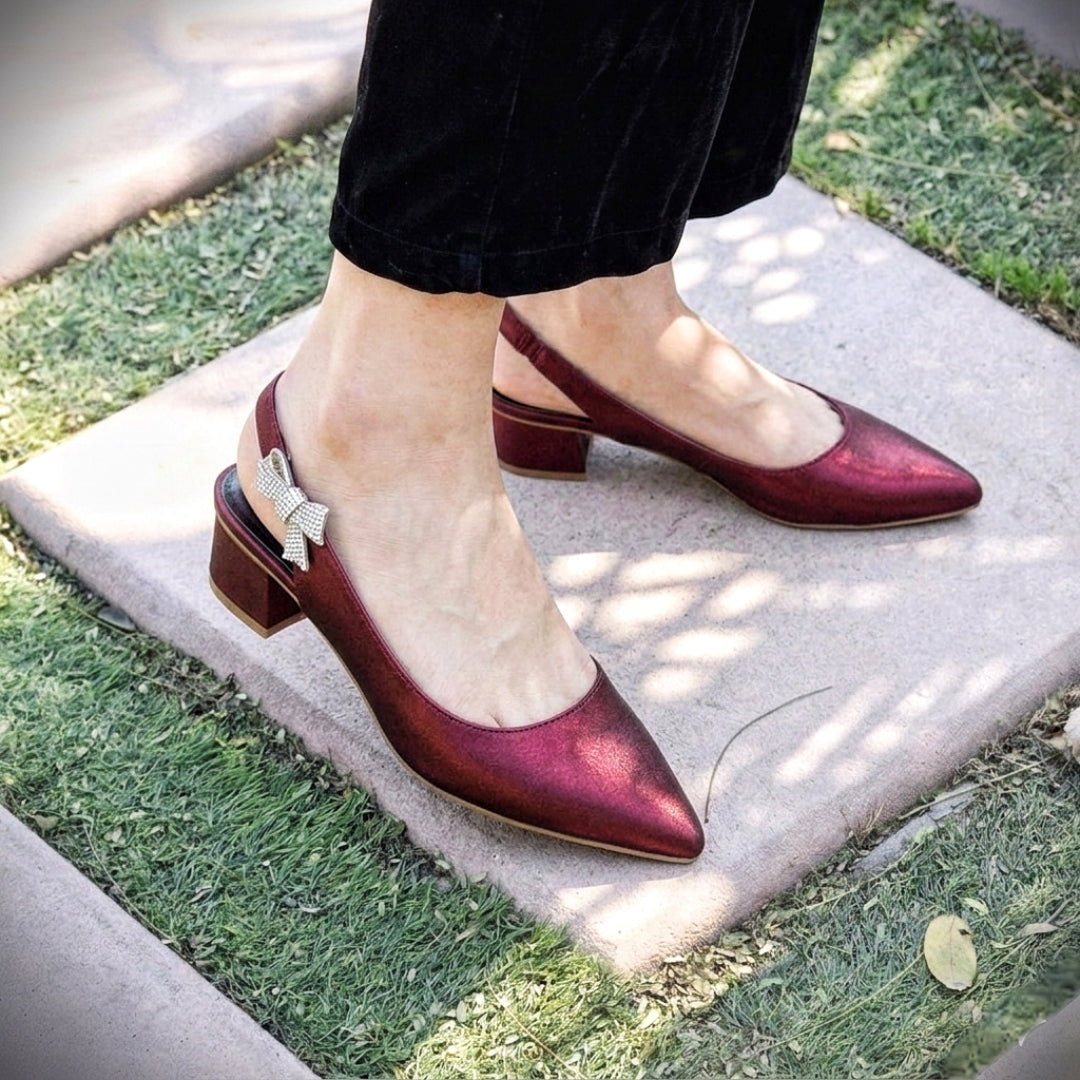 Moria Sling Back Heels - Mehroon