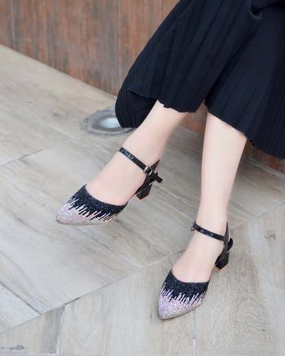 Evania Block Heel Pumps - Black