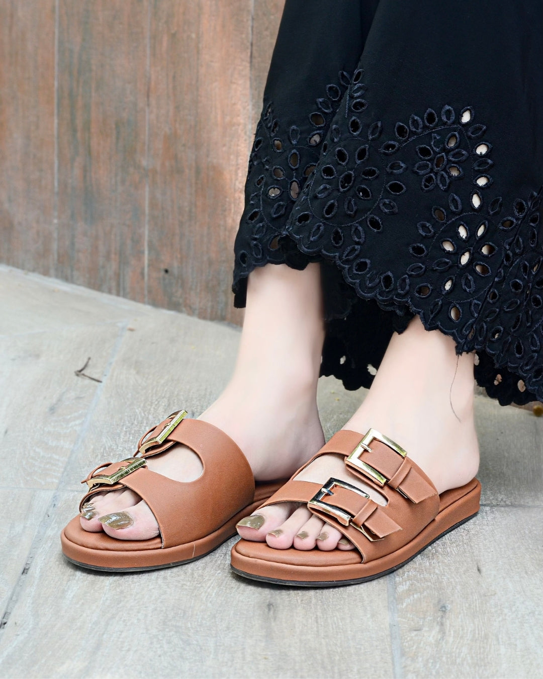 Alba Chunky Slides - Brown