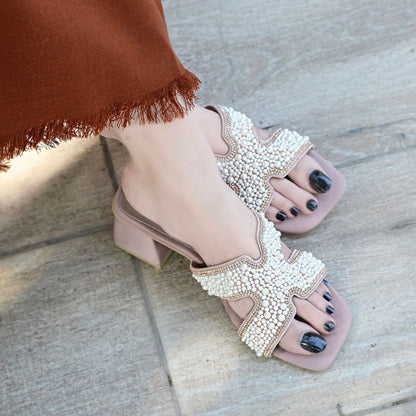 Lucia Block Heels - Peach