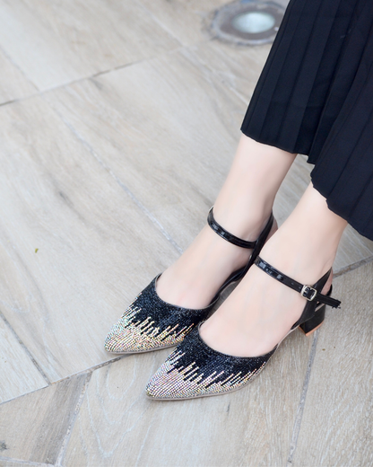 Evania Block Heel Pumps - Black