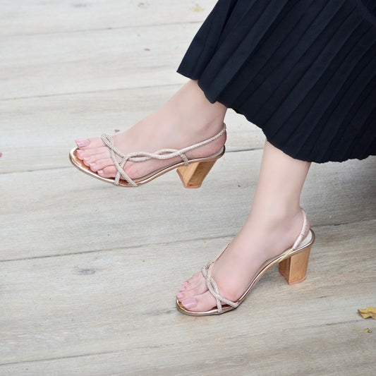 Rylea Sling Back Heels - Gold