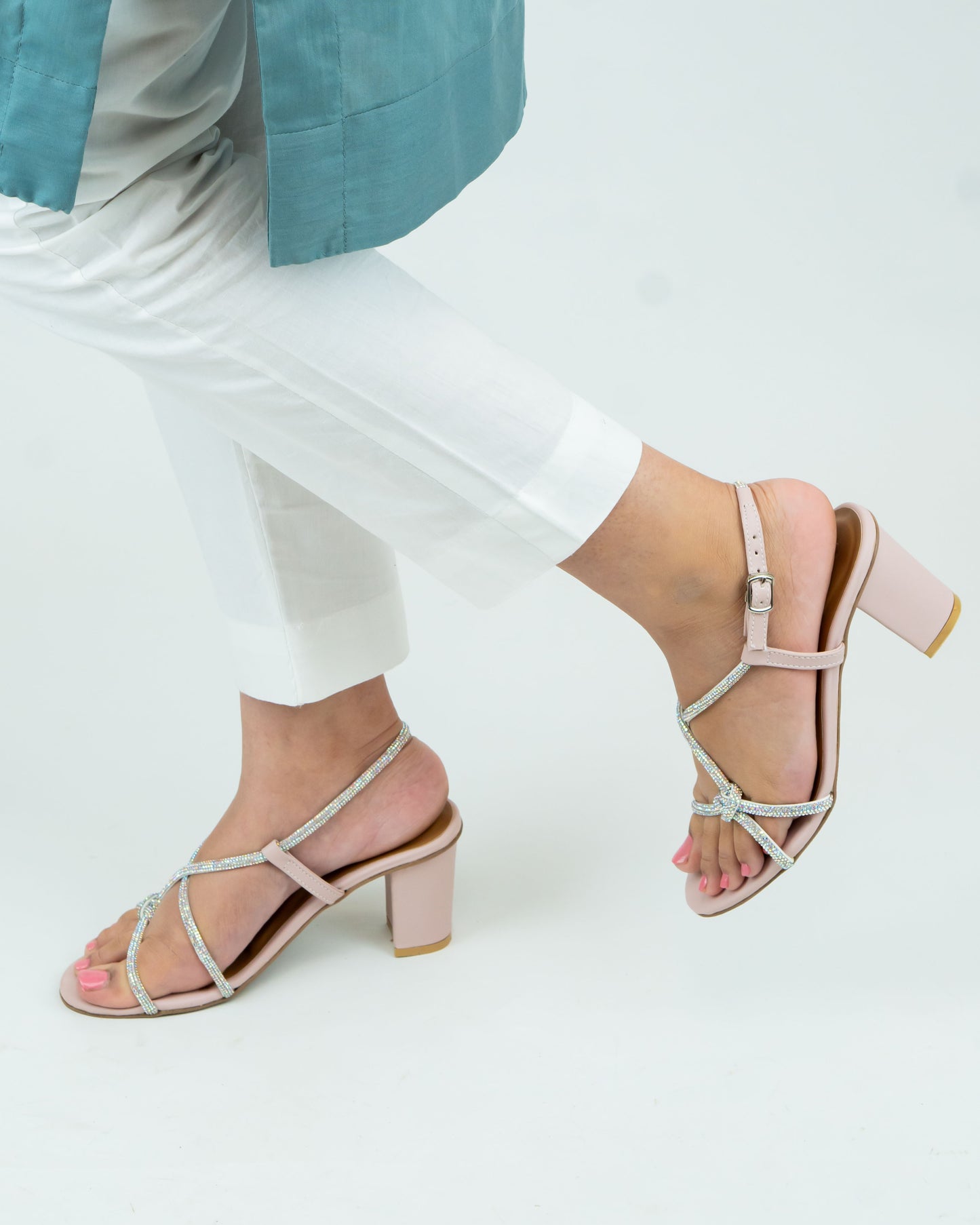 Naomi Strappy Heels - Peach