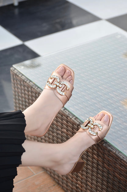 Nadia Block Heels - Rose Gold