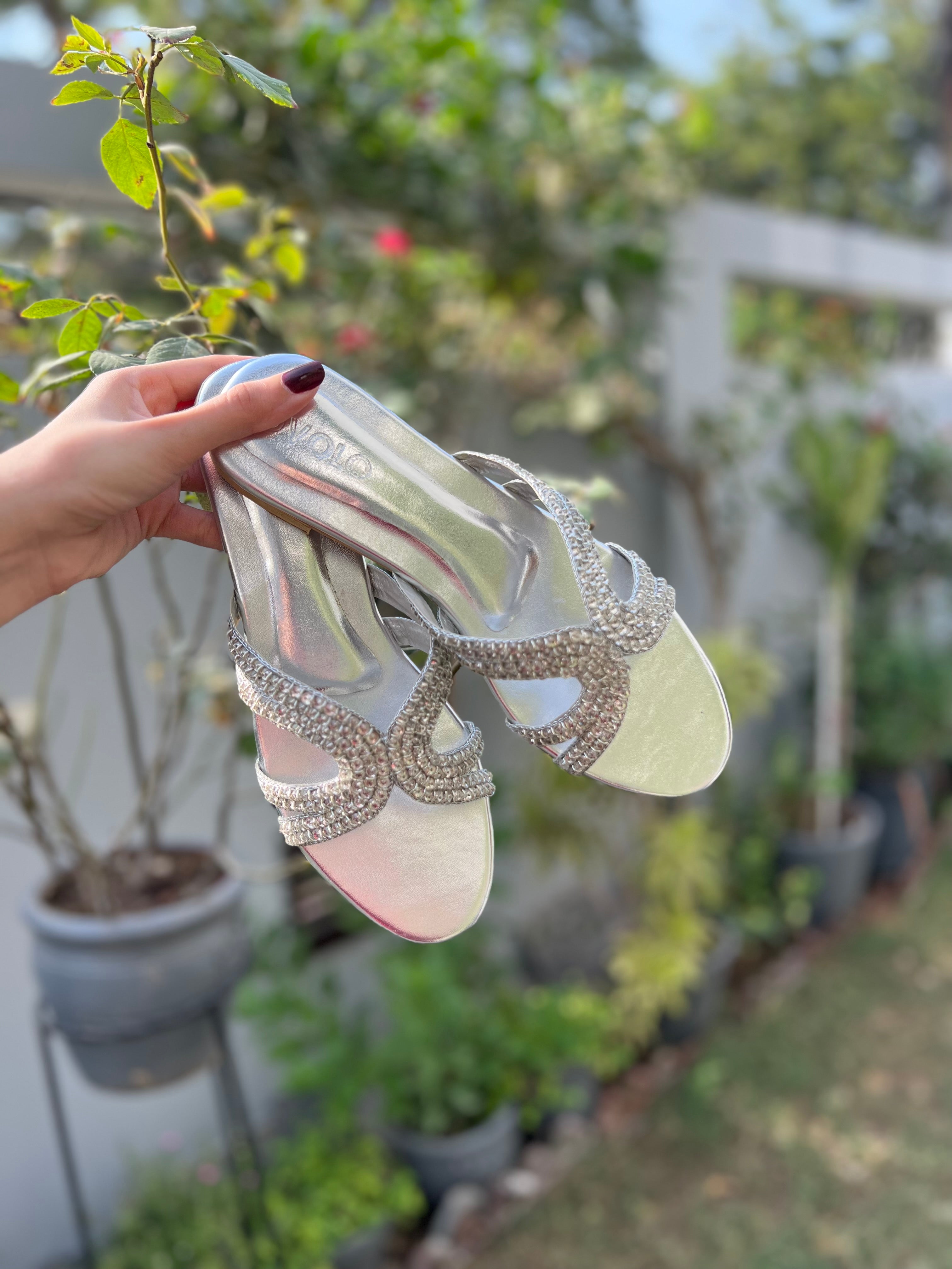 Svetlana Slides Silver Ovolo Shoes