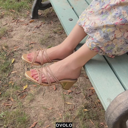 Flair Block Heels - Gold